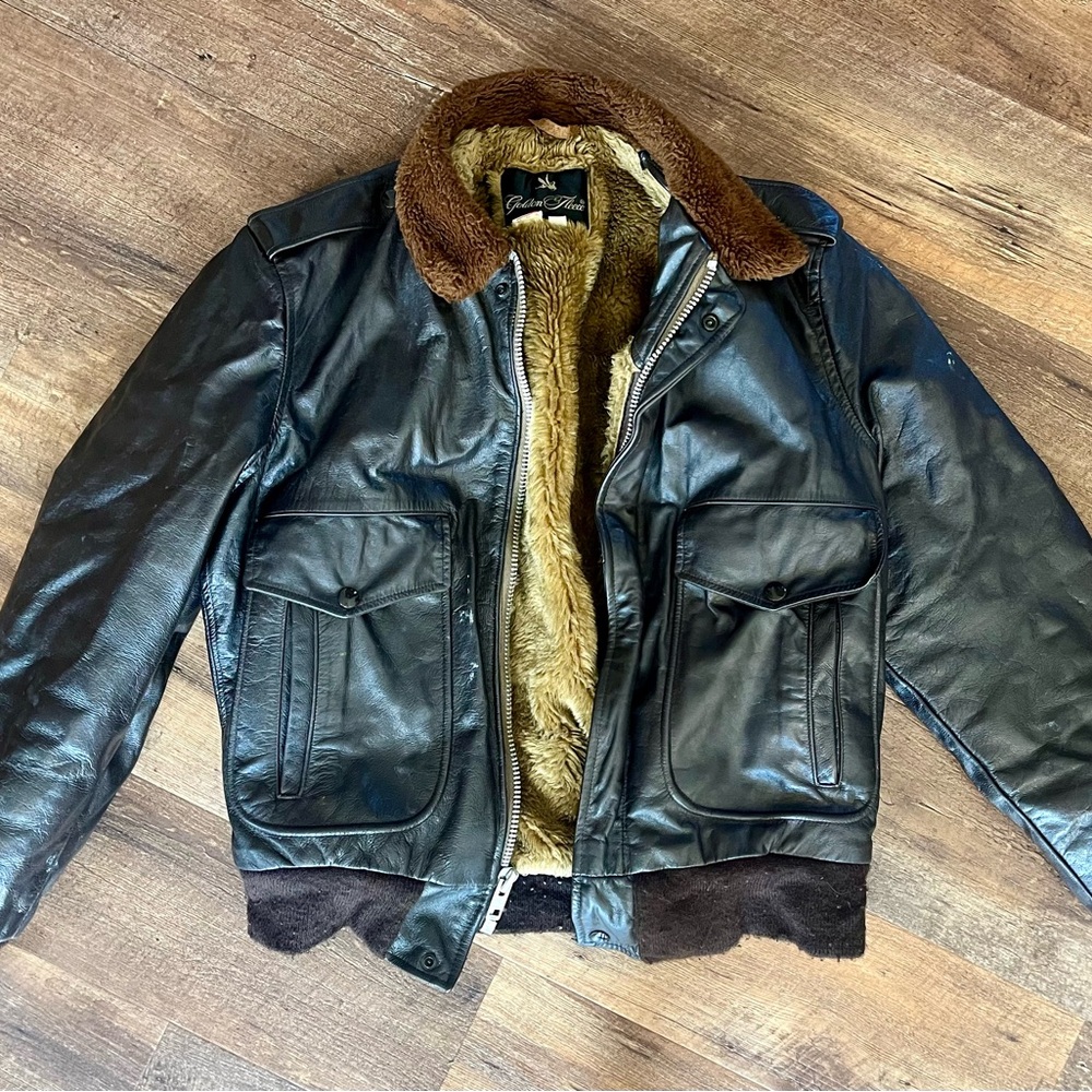 Vintage Golden Fleece Leather Jacket size 36 small